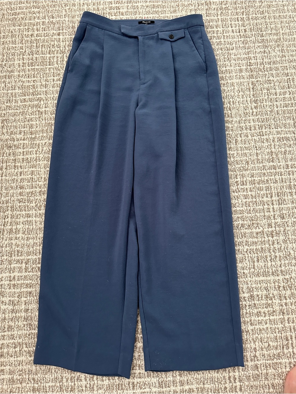 NEW Madewell Wide Leg Pleated High Rise Slate Blue Lined Women's Trousers, Sz 10